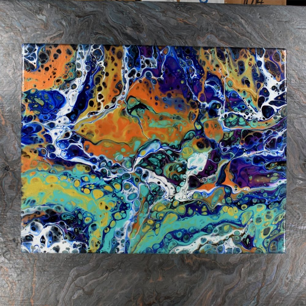 Acrylic Pour Painting 11x14 Clear coated